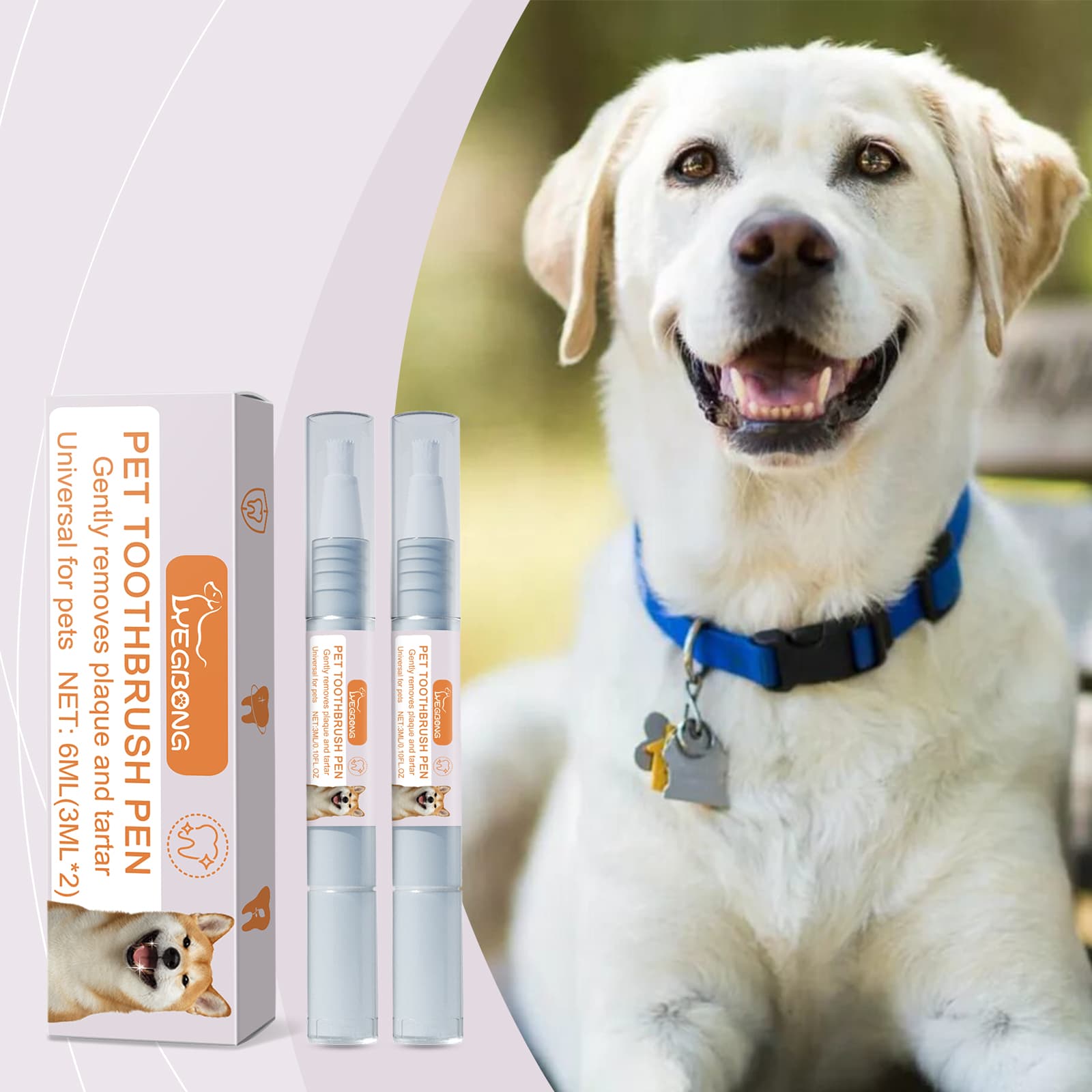 Pet Dental Toothbrush Pen 2Pack  Dog Cat Plaque Tartar Remover, Freshen Breath & Soothe Gums