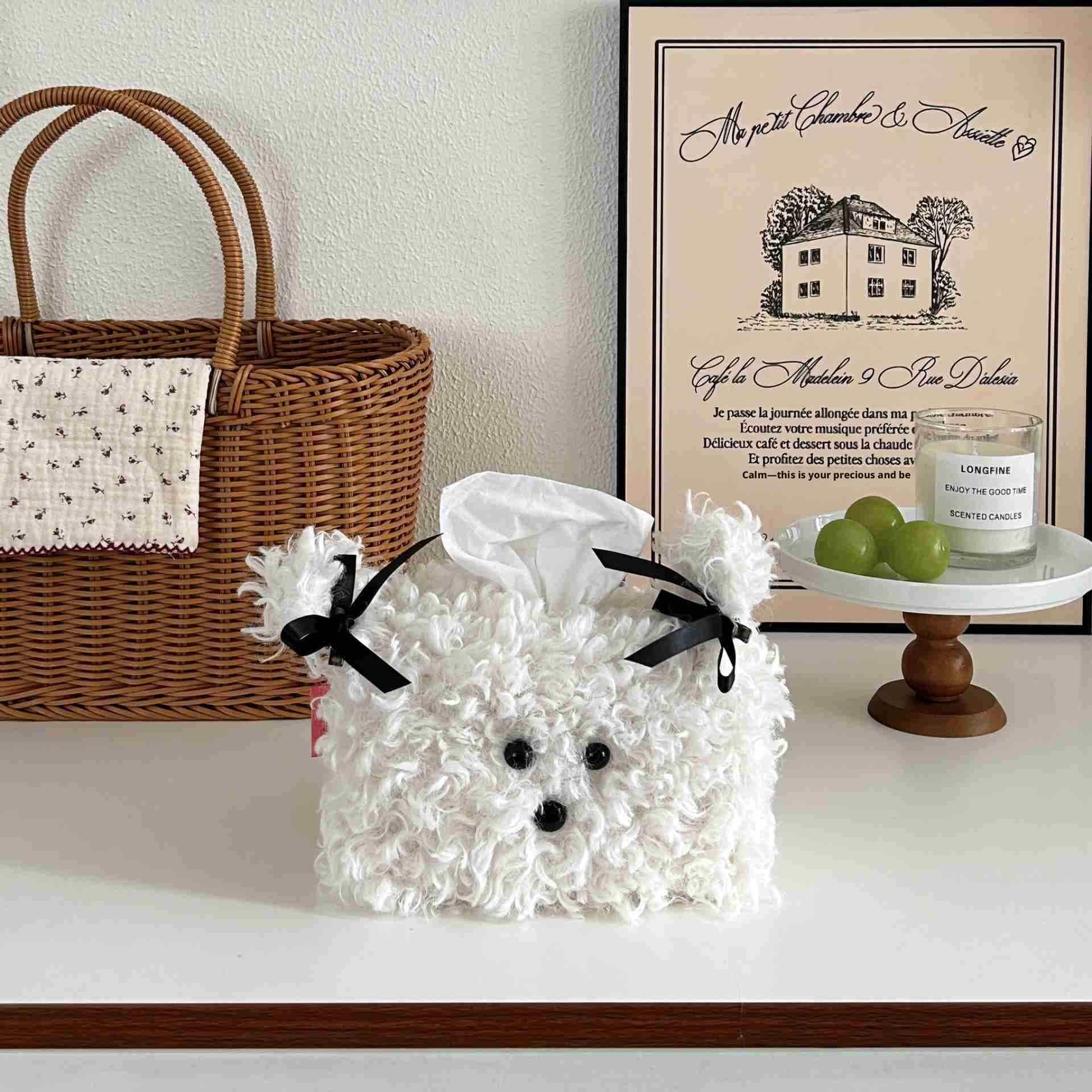 Dog Tissue Box-White-1 pack