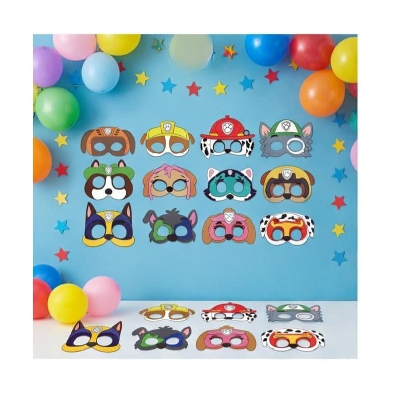 24-Piece Dog Mask Set, 12 Different Dog Designs With Brushes And Rhinestones, Creative Craft Set For Carnival And Theme Parties, DIY Masks With Elastic Bands—Event And Party Supplies