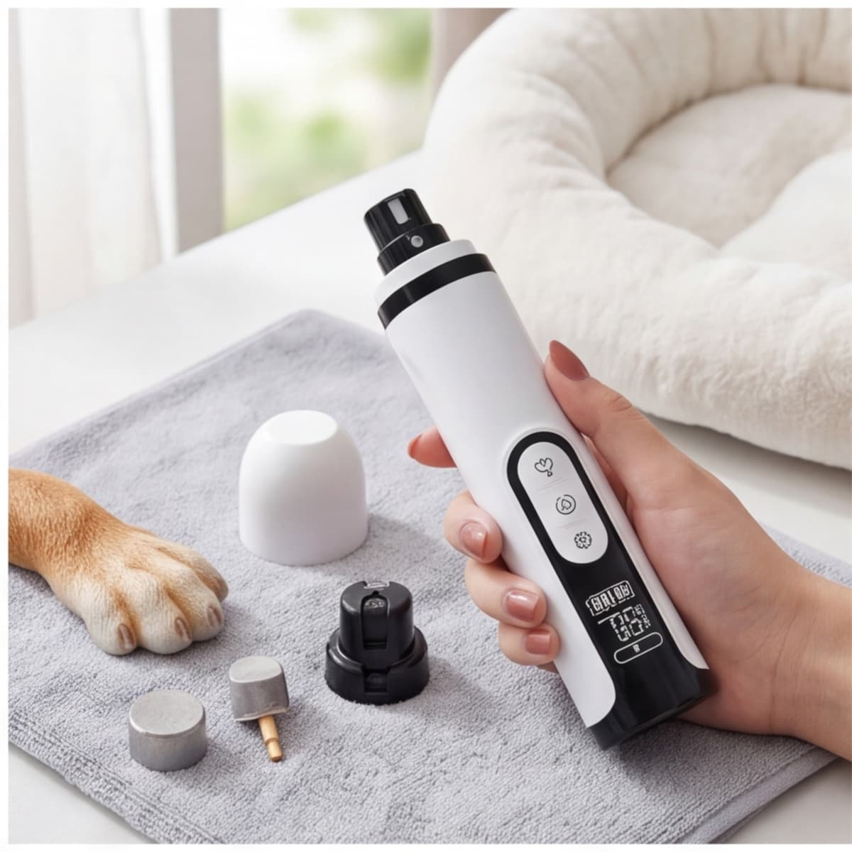 Dog Nail Grinder Set With 1 Grinder And 2 Grinding Attachments For Gentle Grooming—Party Accessory Set