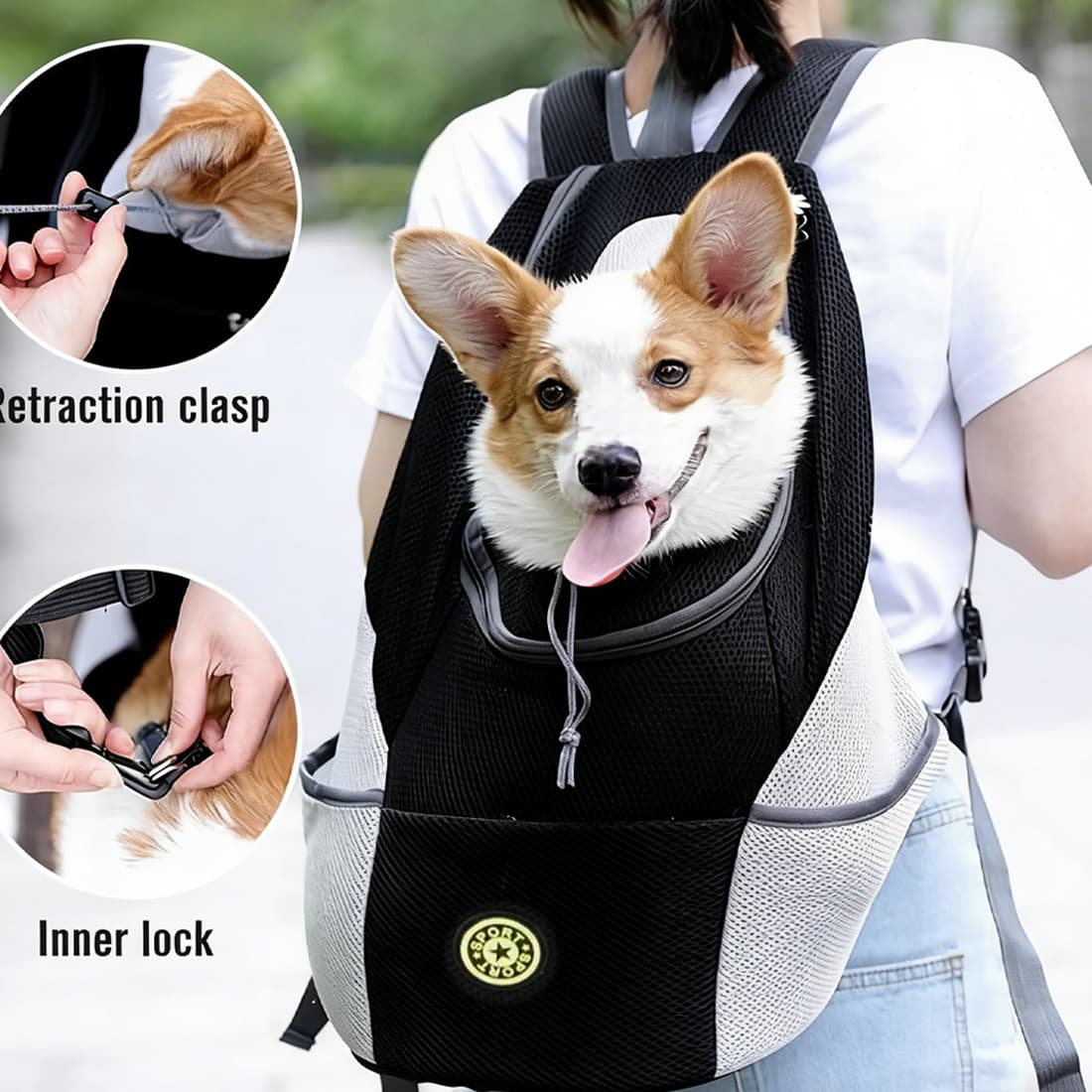 XL Pet Dog Carrier Puppy Travel Mesh Backpack Front Travel Portable Bag