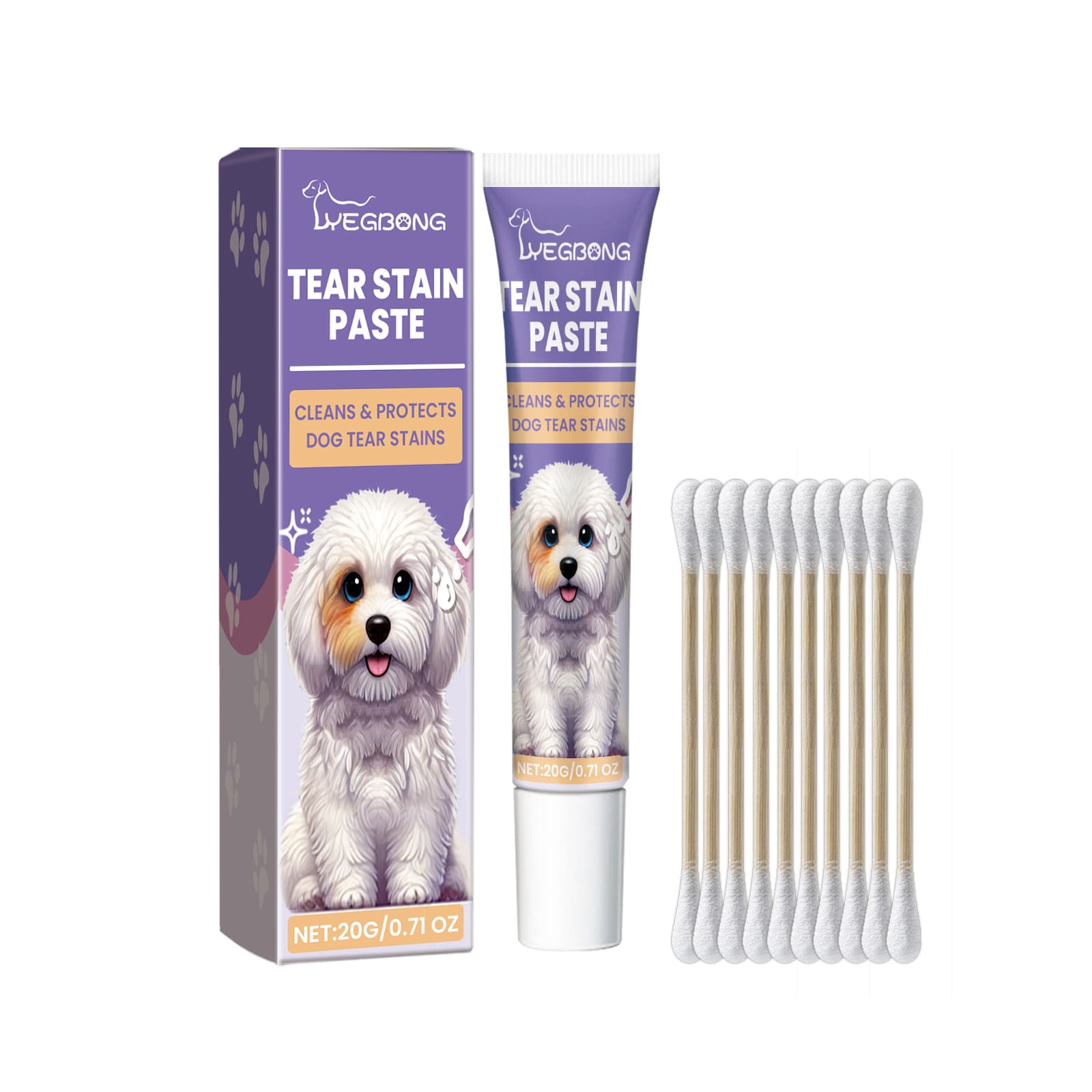 Dog Tear Stain Paste, Gentle Tear Stain Remover For Dogs With Honeysuckle, Sophora Flavescens & Coconut Oil, Soothing Eye Brightening Cream For All Dog Skin Types, 20g