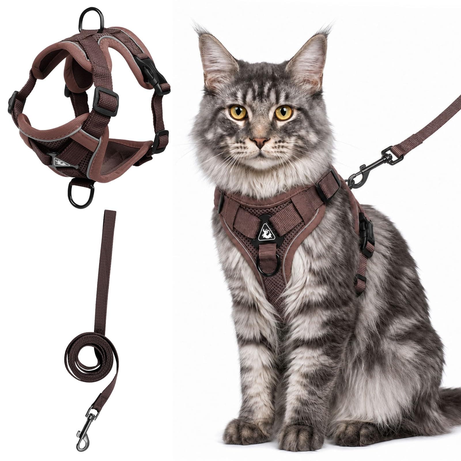 Large Cat Harness And Leash Set  Escape Proof Adjustable Mesh Vest With Reflective Strips, No-Choke Soft Breathable Harness For Small Dog Big Kitten