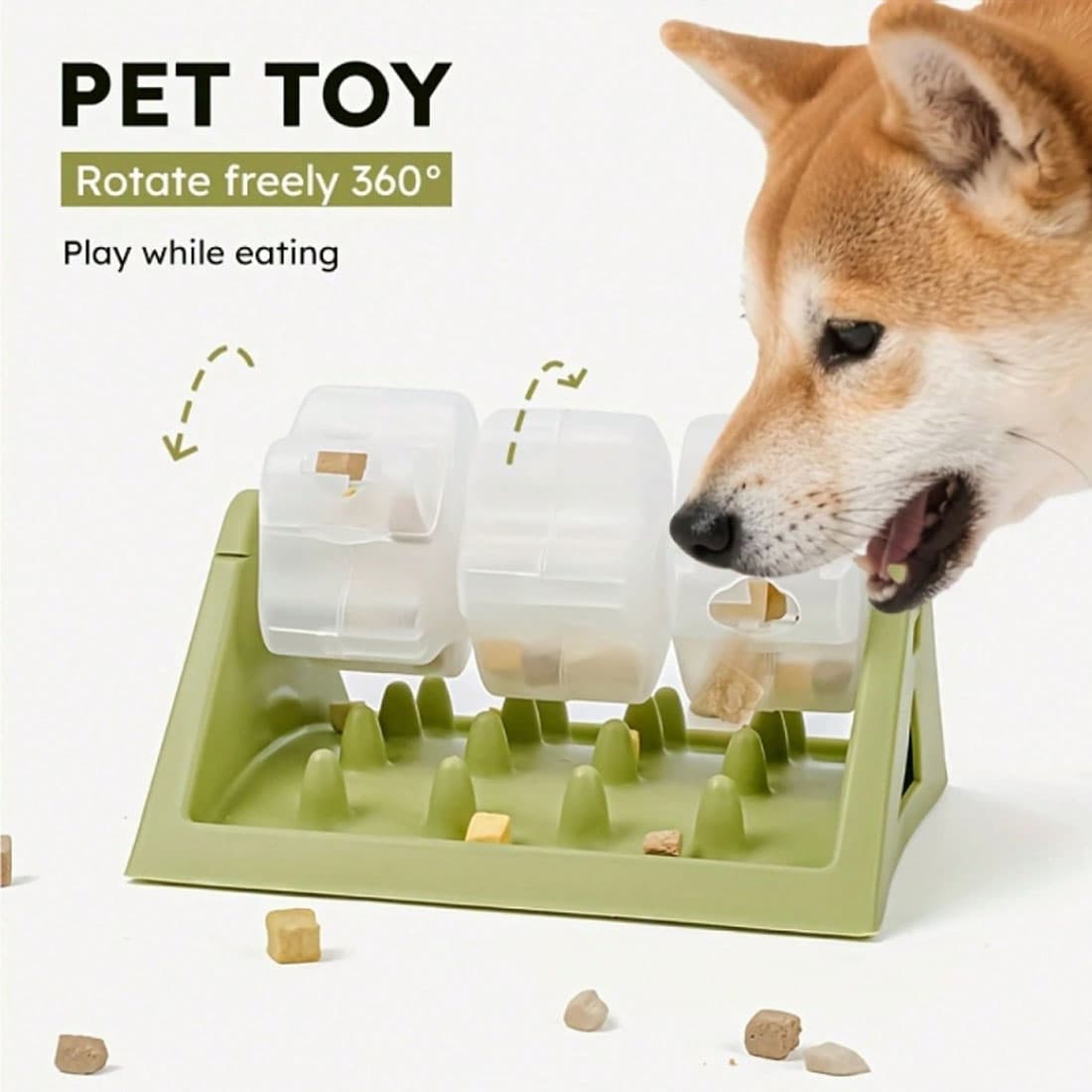 Rotating Puzzle Dog Bowl Slow Feeder Anti Bloat Gulp Interactive Feed Dish