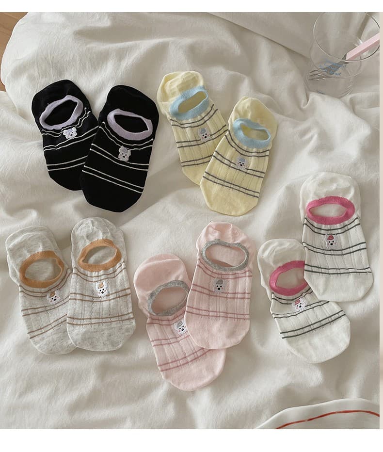 5pairs Cute Little Dog Boat Socks For Women In Summer, Thin Design, Anti Slip And Not Falling Off, Invisible Socks For Children, Shallow Mouth Invisible Socks