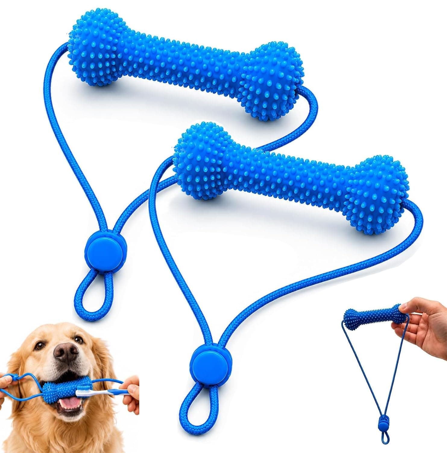 Dual-Action Canine Dental Prop, Dog Dental Chew Toy For Easier Teeth Brushing, Premium Pet Oral Care Accessory Perfect For Small Medium And Large Size Dogs  2PCS