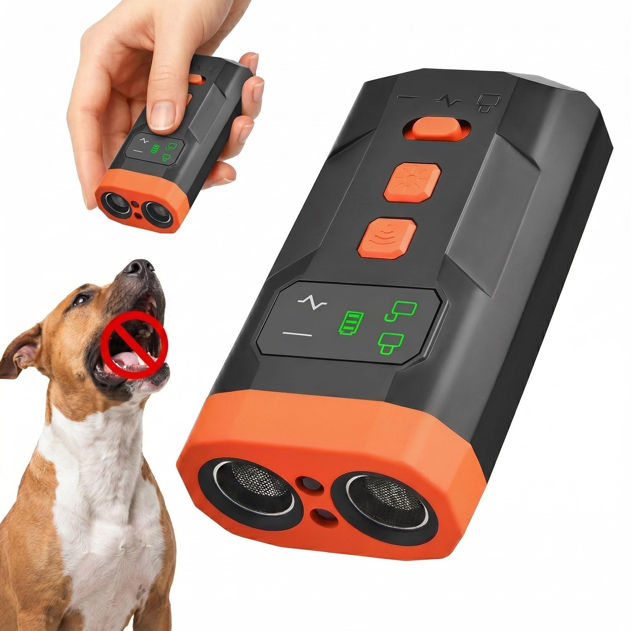 Ultrasonic Dog Bark Deterrent Device, 33FT Effective Range Indoor Outdoor Use, Safe & Humane Rechargeable Bark Control With Child Safety Lock To Effectively Correct Dog Barking Behavior