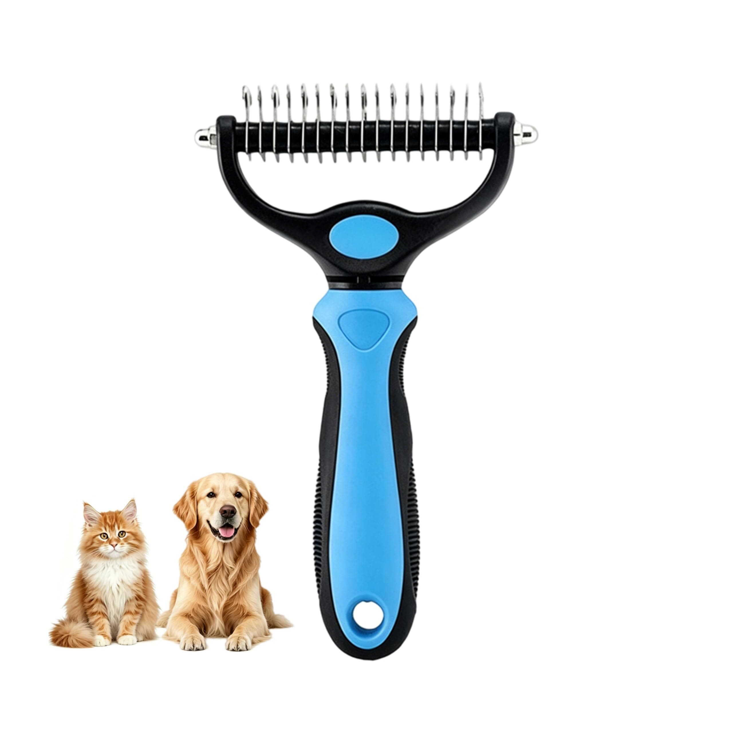Dematting Comb For Dogs And Cats, Undercoat Rake Pet Brush For Long Hair, Deshedding Dog Brush Removes Tangles Knots And Loose Fur, Grooming Tool For Thick Coats