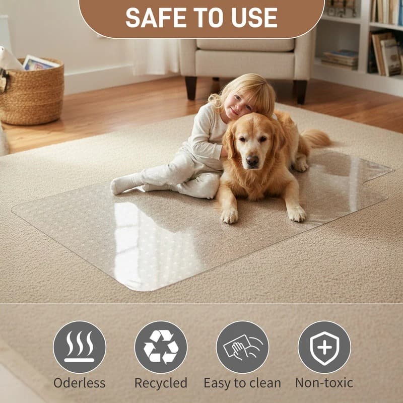 Frosted PVC Floor Mat -1.5mm Anti-Scratch Waterproof Pet Floor Mat For Dog Cat Feeding Area & Kennel Floor