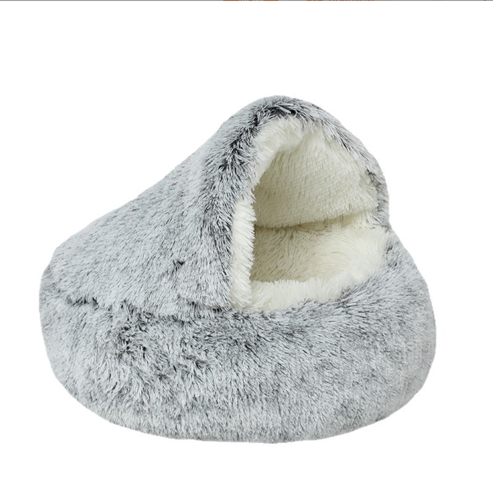 Long-haired Plush Warm Semi-enclosed Windproof Shell Cat Beds, Winter Pet Beds, Small And Medium-sized Dog And Cat Beds, Pet Supplies