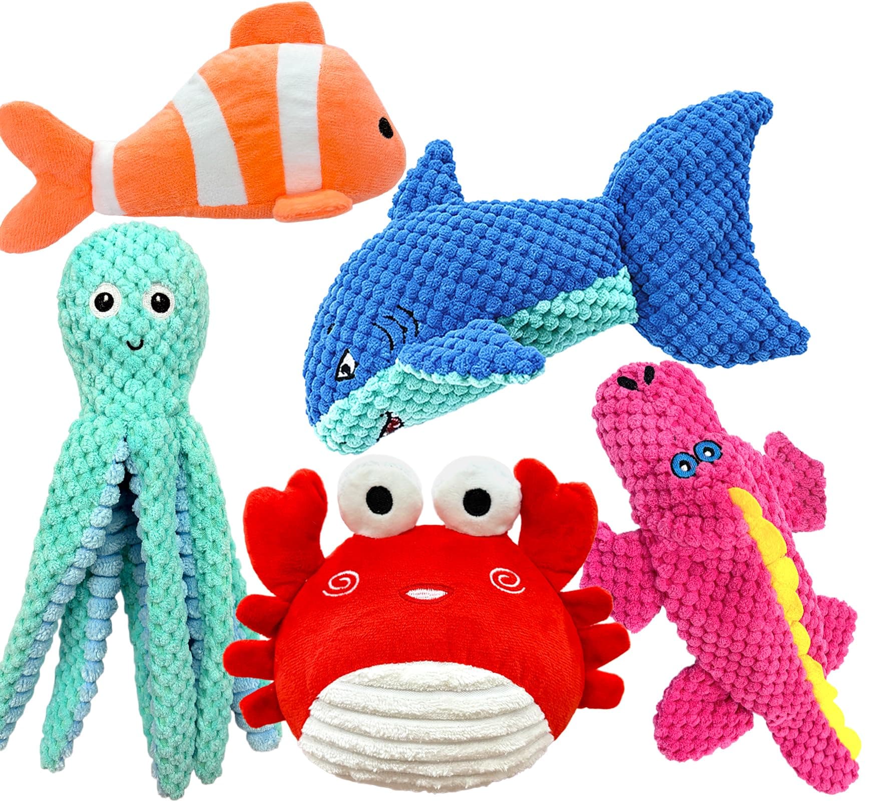 Dog Toys Squeaky Crinkle For Aggressive Chewers, Plush Puppy Toy  5 Pack Puppy Chew Toys For Teething, Tough Durable Stuffed Plush Dog Toy For Large Medium Small Breed To Keep Them Busy