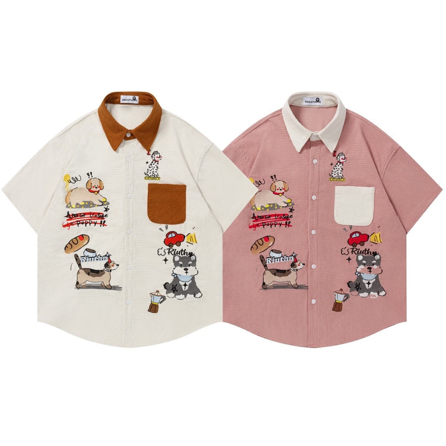 Dog-print Short-sleeve Shirt For Men And Women