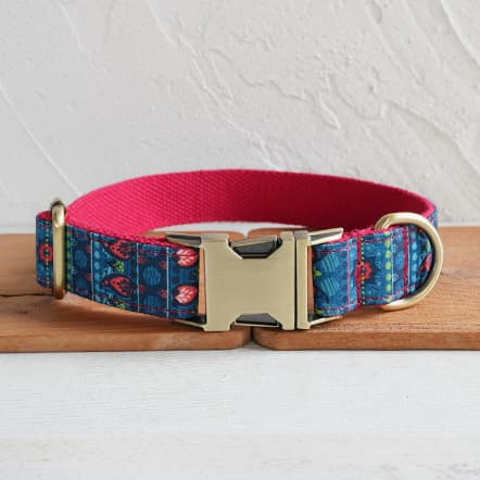 New Red Lotus Dog Collar Pet Supplies Export Leash Set Bronze Buckle