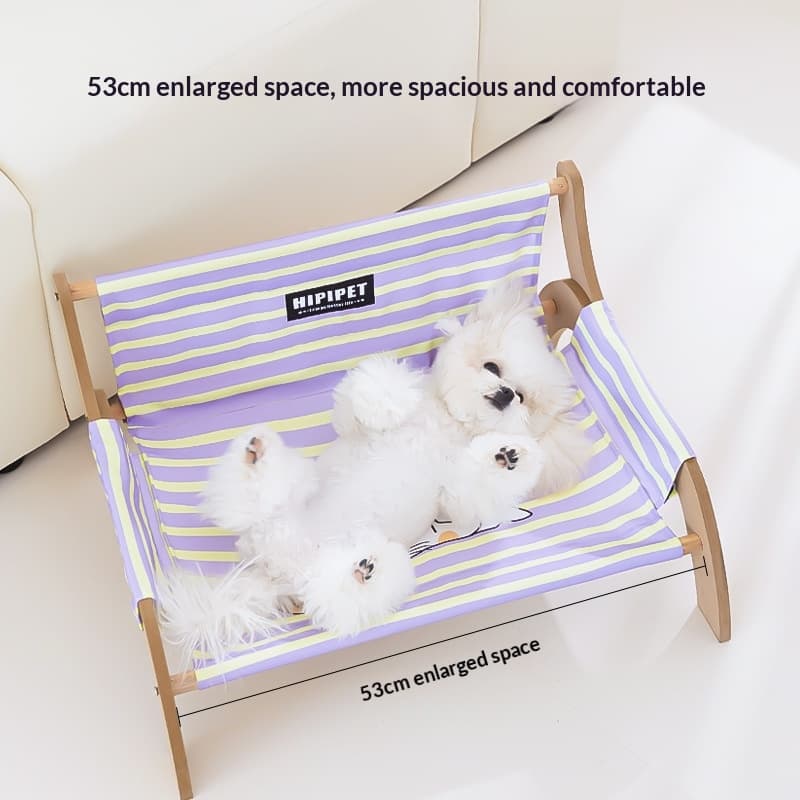 Striped Chaise Lounge Solid Wood Sofa Dog Bed