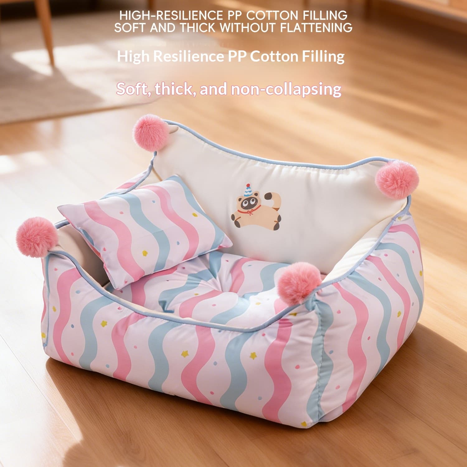 Printed Striped Sofa Bed All-Season Dog And Cat Bed