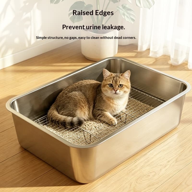 Stainless Steel Dog Toilet, Easy To Clean, Detachable Cat Litter Box